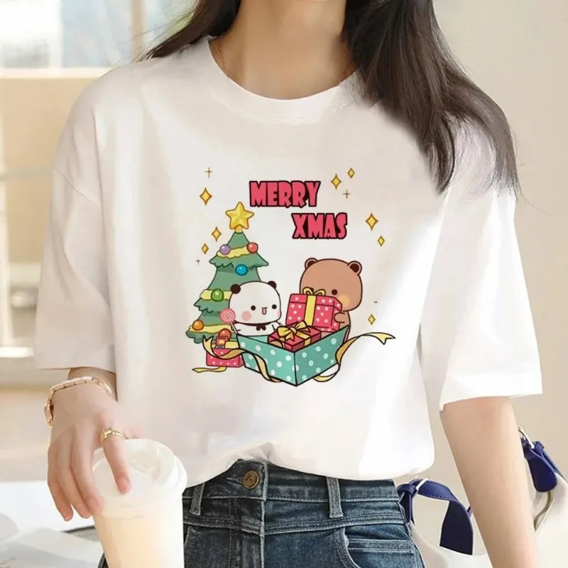 Cute Bubu Dudu T Shirt Women Kawaii Cartoon Punk Funny T-shirt Hip Hop Unisex Streetwear Harajuku Anime Tshirt Female Clothing