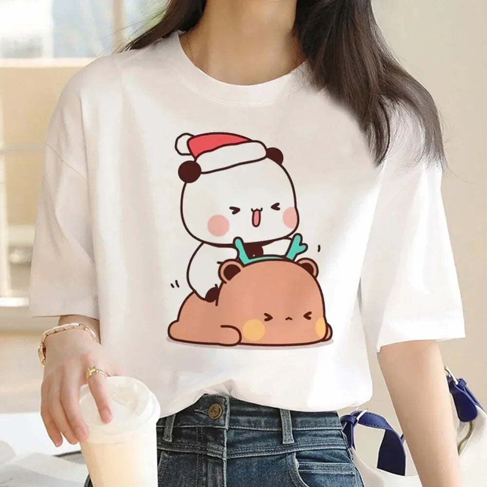 Cute Bubu Dudu T Shirt Women Kawaii Cartoon Punk Funny T-shirt Hip Hop Unisex Streetwear Harajuku Anime Tshirt Female Clothing
