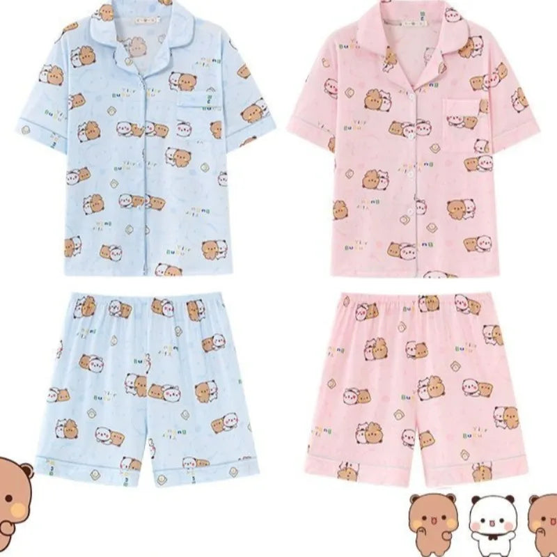 Kawaii Anime bubu dudu Pajama Set Soft Comfortable Man Women Sleepwear Cotton Loose Pyjama Suit Loose Home Clothes birthday gift