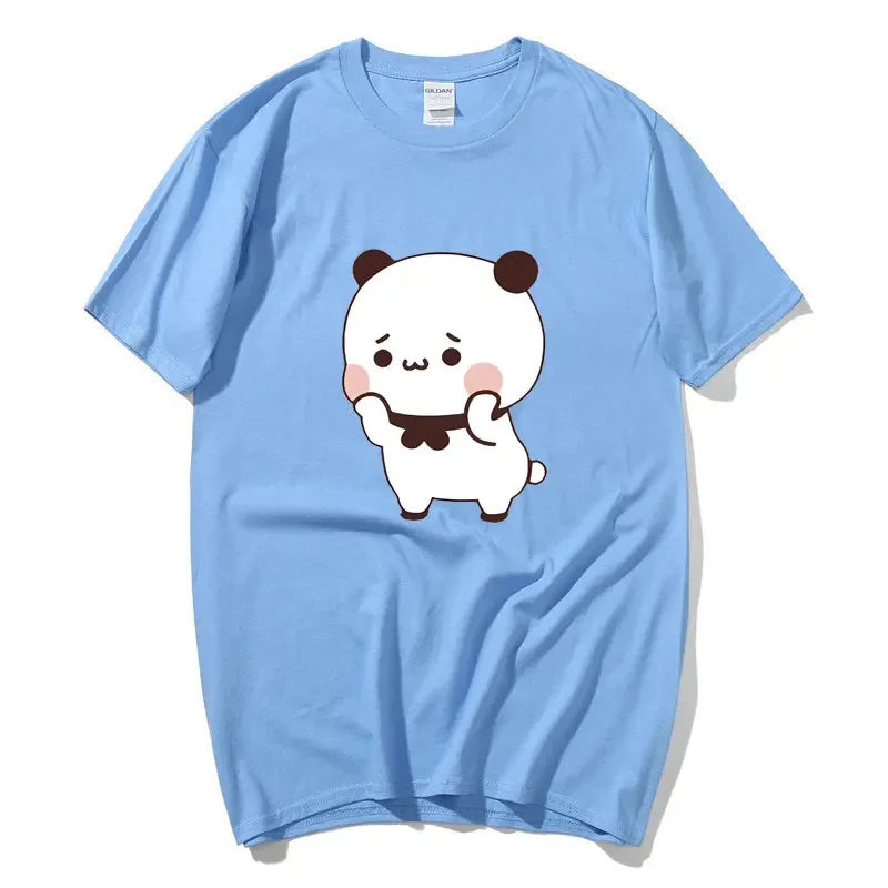 DuDu Bear Surprising Panda BuBu with A Flower T-shirt Funny Cute Buu Duu Graphic T Shirts Women Men Couple T Shirt Clothes S-XXL