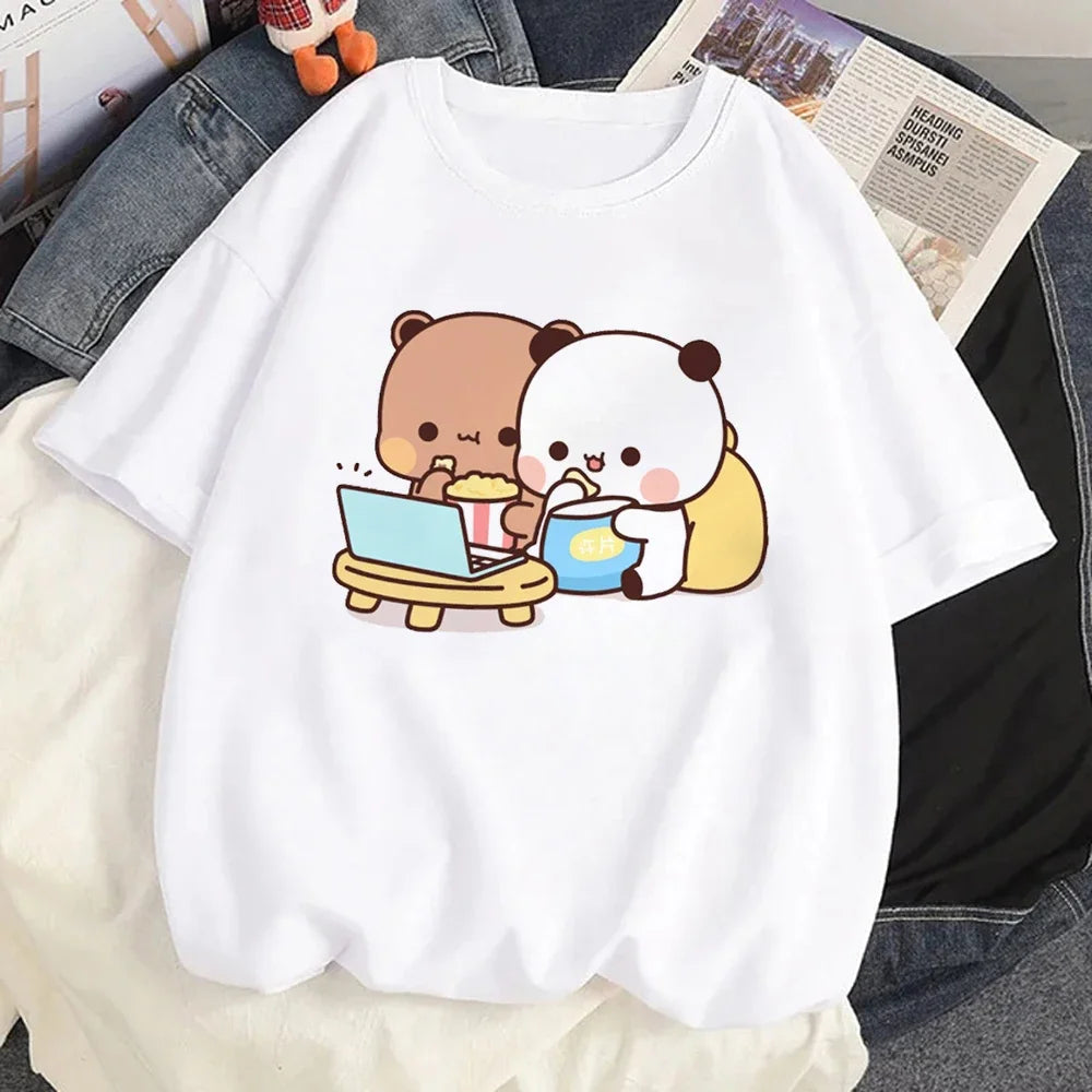 Cute Bubu Dudu T Shirt Women Kawaii Cartoon Punk Funny T-shirt Hip Hop Unisex Streetwear Harajuku Anime Tshirt Female Clothing