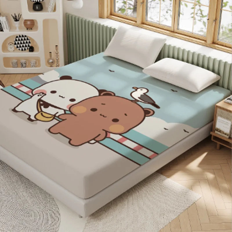 3D Pattern BUBU Soft Bedding Fitted Sheet Deep Pocket 30cm Cartoon DuDu Fitted Sheets Fade Resistant multiple sizes