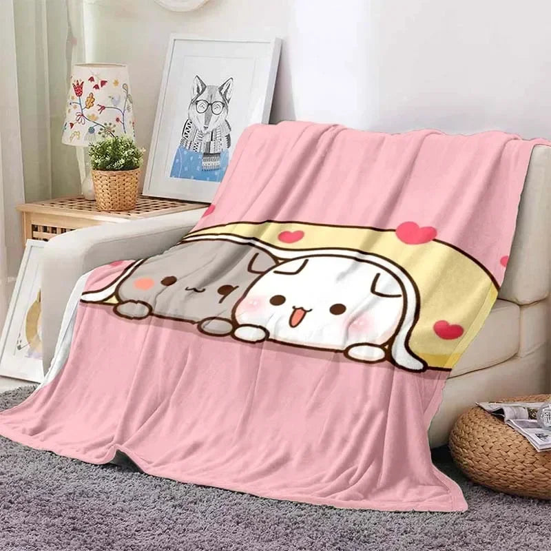 Cute Bubu and Dudu Series Blanket Cartoon Print Kids Warm Flannel Soft Comfortable Home Travel Blanket Bed Carpet Birthday Gift