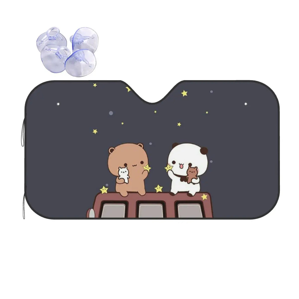 Peach And Goma Bubu Dudu Balloon Sunshade Windscreen Car Front Windshield Window Sun Visor Accessories Covers