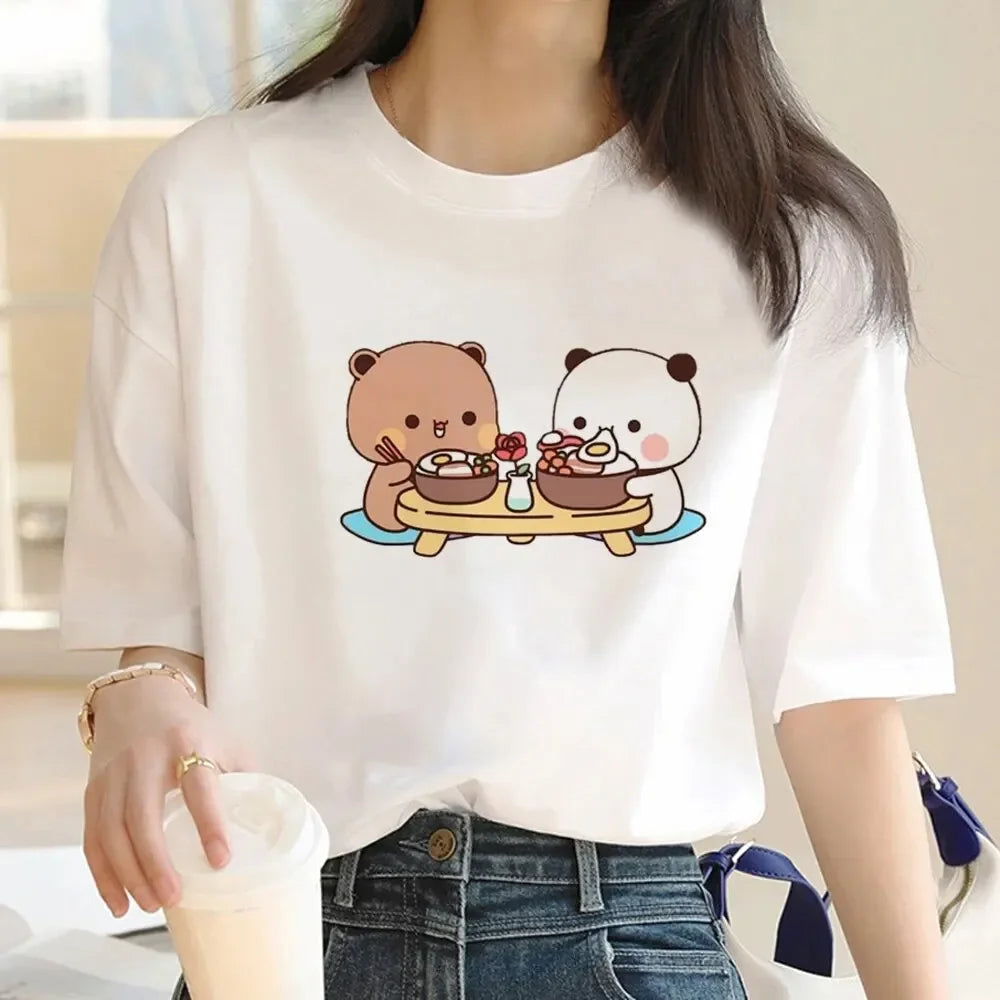 Cute Bubu Dudu T Shirt Women Kawaii Cartoon Punk Funny T-shirt Hip Hop Unisex Streetwear Harajuku Anime Tshirt Female Clothing
