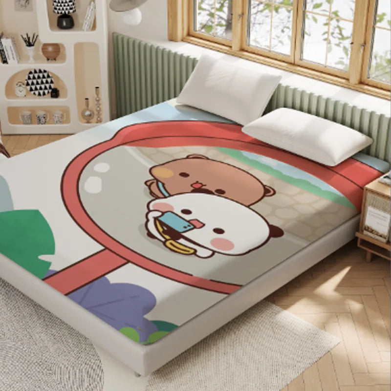 3D Pattern BUBU Soft Bedding Fitted Sheet Deep Pocket 30cm Cartoon DuDu Fitted Sheets Fade Resistant multiple sizes