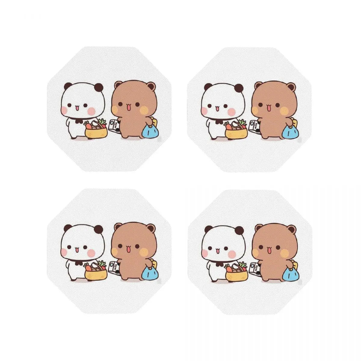 Cute Bubu And Dudu Coasters Kitchen Placemats Waterproof Insulation Cup Coffee Mats For Decor Home Tableware Pads Set of 4