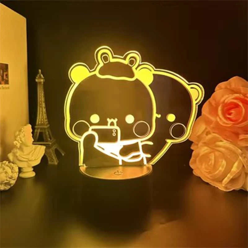 Bubu Dudu Led Night Light Remote Control Bear Panda Figures Lamp USB 16 Colors Adjustable Cartoon Nightlight Home Decorative Gif