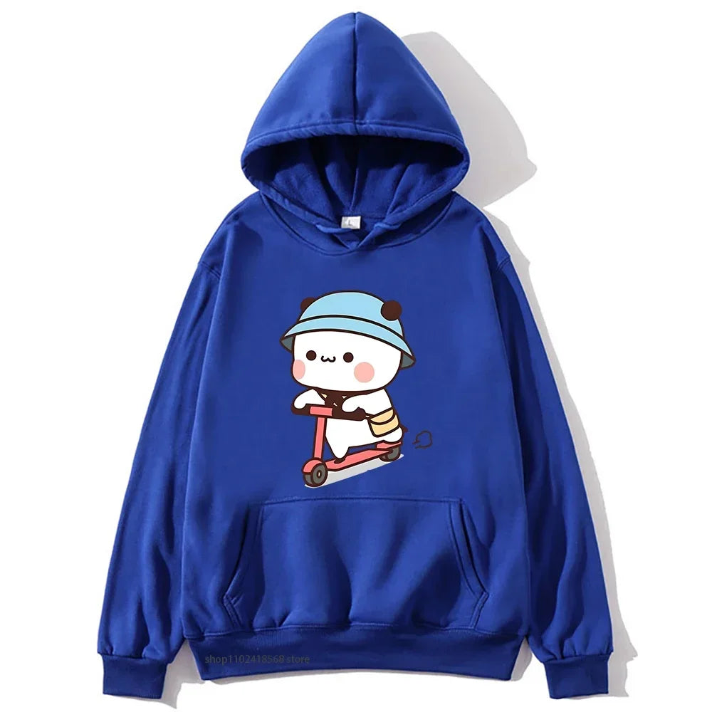 Couple Clothes Mochi Brownie Bear Bike Riding Hoodie for Men Bubu Dudu Sweatshirt Long Sleeve Clothing Streetwear Women Clothing