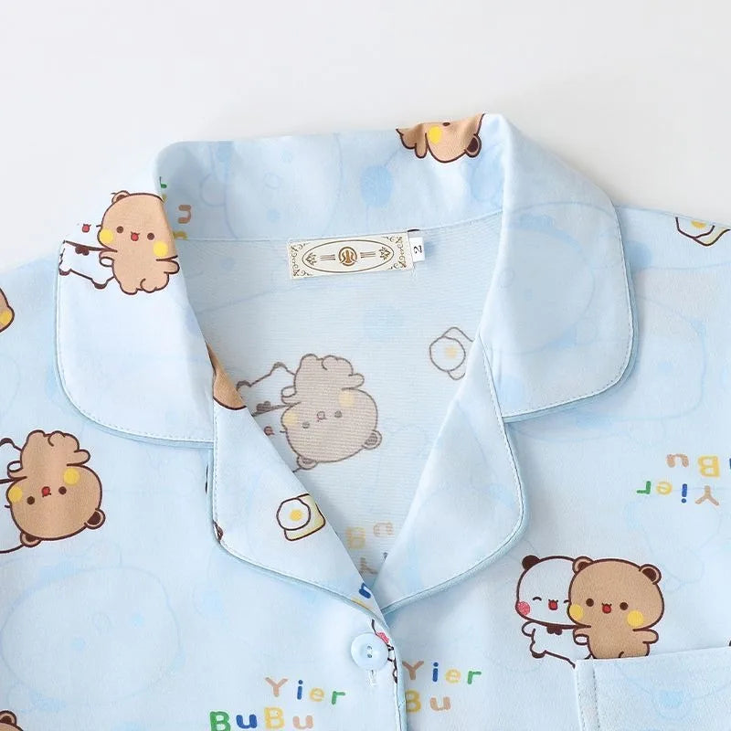 Kawaii Anime bubu dudu Pajama Set Soft Comfortable Man Women Sleepwear Cotton Loose Pyjama Suit Loose Home Clothes birthday gift