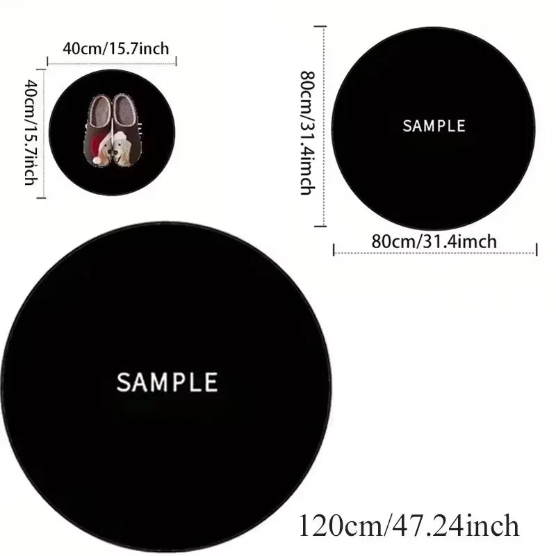 Bubu Dudu Round Carpet Vintage Design Print Living Room Bedroom Cute Washable Lover Home Bedroom Rug Cute Cartoon Mat Decoration