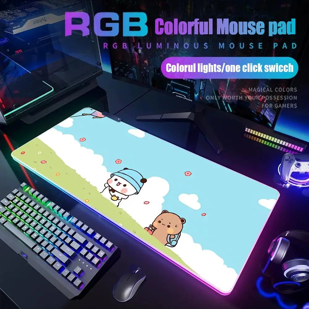 Bubu Dudu Mouse Pad Gamer Rgb Desk Mat Back Light Led Mousepad Setup Gaming Accessories Deskmat Big Mousepad Backlight