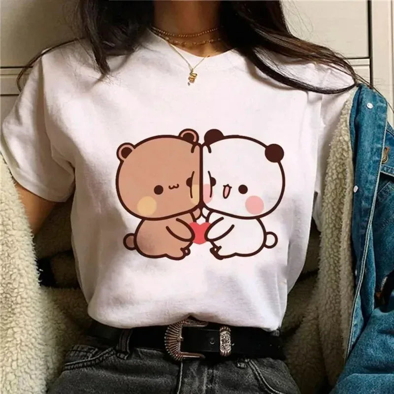 Bubu Dudu T-shirt Female Designer Anime Cute Girl Pattern Fun Harajuku T-shirt Summer Cotton Casual Breathable Loose Top