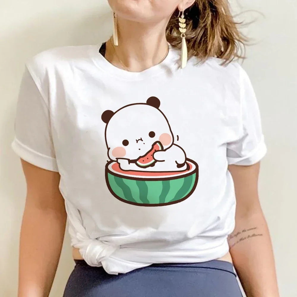 Cute Bubu Dudu T Shirt Women Kawaii Cartoon Punk Funny T-shirt Hip Hop Unisex Streetwear Harajuku Anime Tshirt Female Clothing