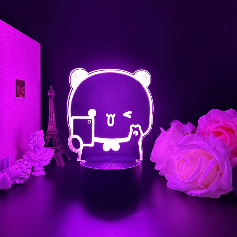 Bubu Dudu Led Night Light Remote Control Bear Panda Figures Lamp USB 16 Colors Adjustable Cartoon Nightlight Home Decorative Gif