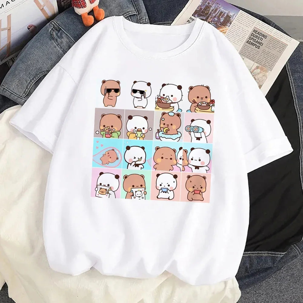 Cute Bubu Dudu T Shirt Women Kawaii Cartoon Punk Funny T-shirt Hip Hop Unisex Streetwear Harajuku Anime Tshirt Female Clothing