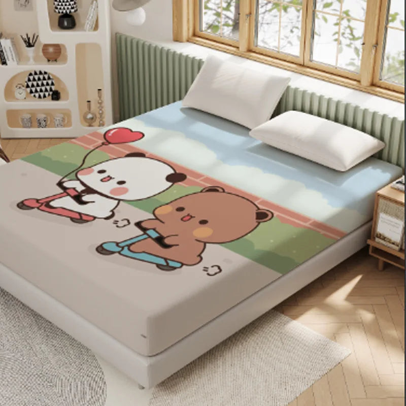3D Pattern BUBU Soft Bedding Fitted Sheet Deep Pocket 30cm Cartoon DuDu Fitted Sheets Fade Resistant multiple sizes