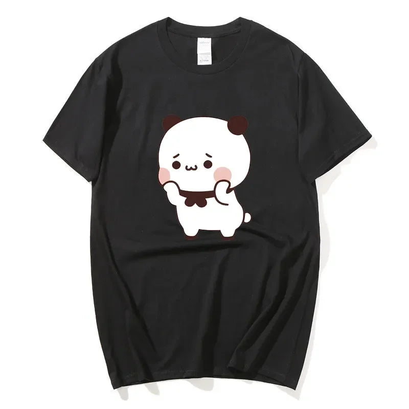 DuDu Bear Surprising Panda BuBu with A Flower T-shirt Funny Cute Buu Duu Graphic T Shirts Women Men Couple T Shirt Clothes S-XXL