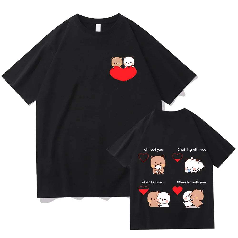Cute Panda Bear Bubu Dudu T-shirts Fun Love Power Tshirt Sweet Couple Women Men Tees Creative Short Sleeve Tops Cotton Clothes