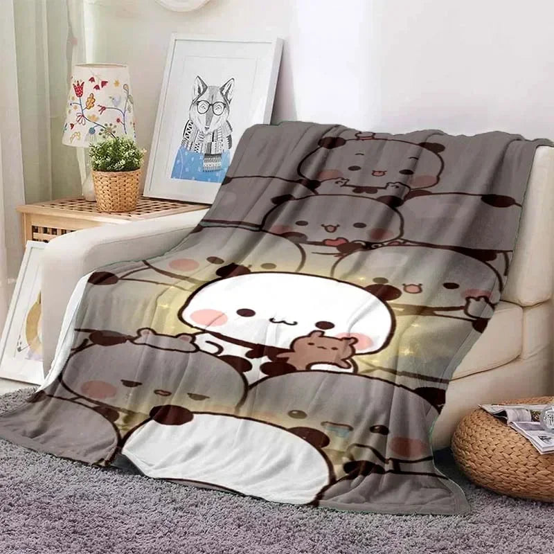 Cute Bubu and Dudu Series Blanket Cartoon Print Kids Warm Flannel Soft Comfortable Home Travel Blanket Bed Carpet Birthday Gift