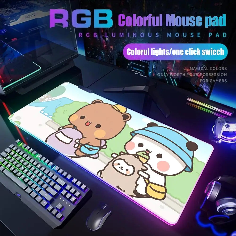 Bubu Dudu Mouse Pad Gamer Rgb Desk Mat Back Light Led Mousepad Setup Gaming Accessories Deskmat Big Mousepad Backlight