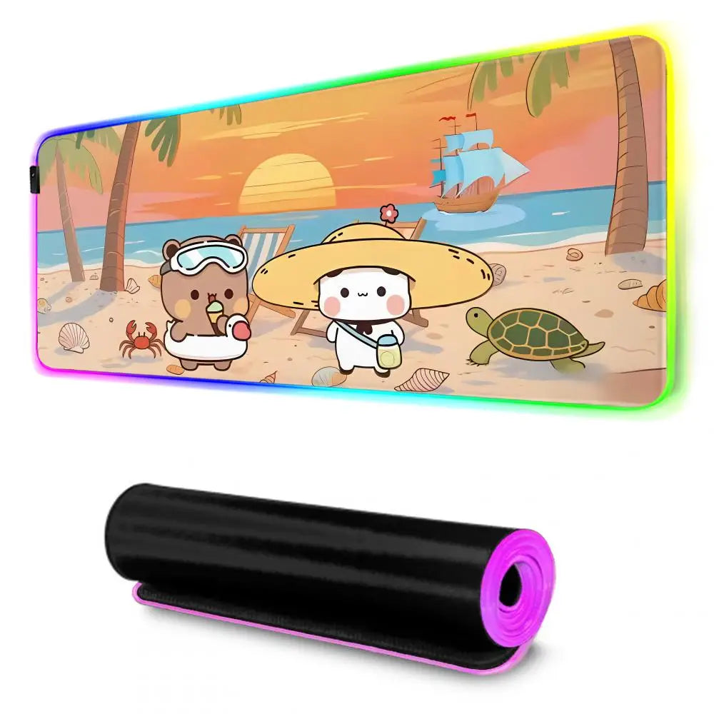 Bubu Dudu Mouse Pad Gamer Rgb Desk Mat Back Light Led Mousepad Setup Gaming Accessories Deskmat Big Mousepad Backlight