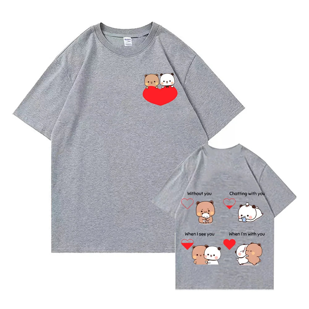 Cute Panda Bear Bubu Dudu T-shirts Fun Love Power Tshirt Sweet Couple Women Men Tees Creative Short Sleeve Tops Cotton Clothes