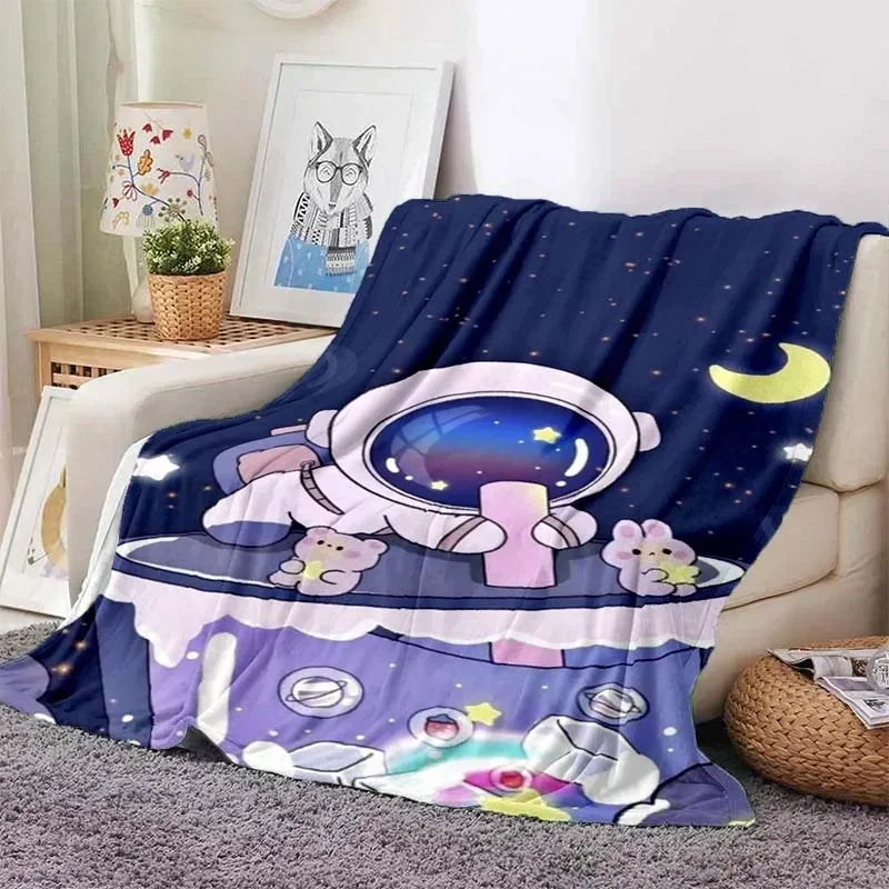 Cute Bubu and Dudu Series Blanket Cartoon Print Kids Warm Flannel Soft Comfortable Home Travel Blanket Bed Blanket Birthday Gift