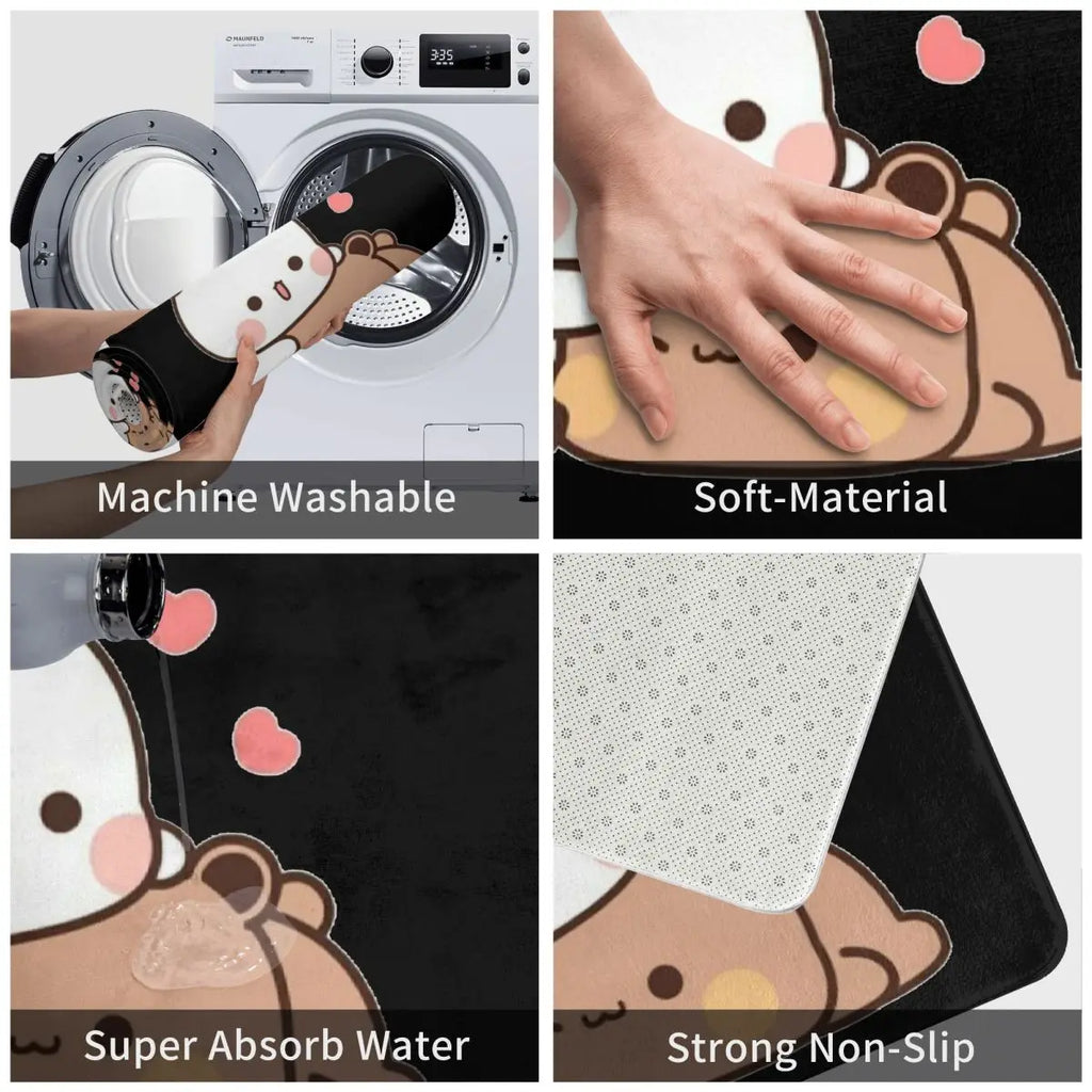 Bear And Panda Bubu Dudu Balloon Anti-slip Doormat Floor Mat Washable Carpet Rug for Kitchen Entrance Home Bedroom Footpad Mats
