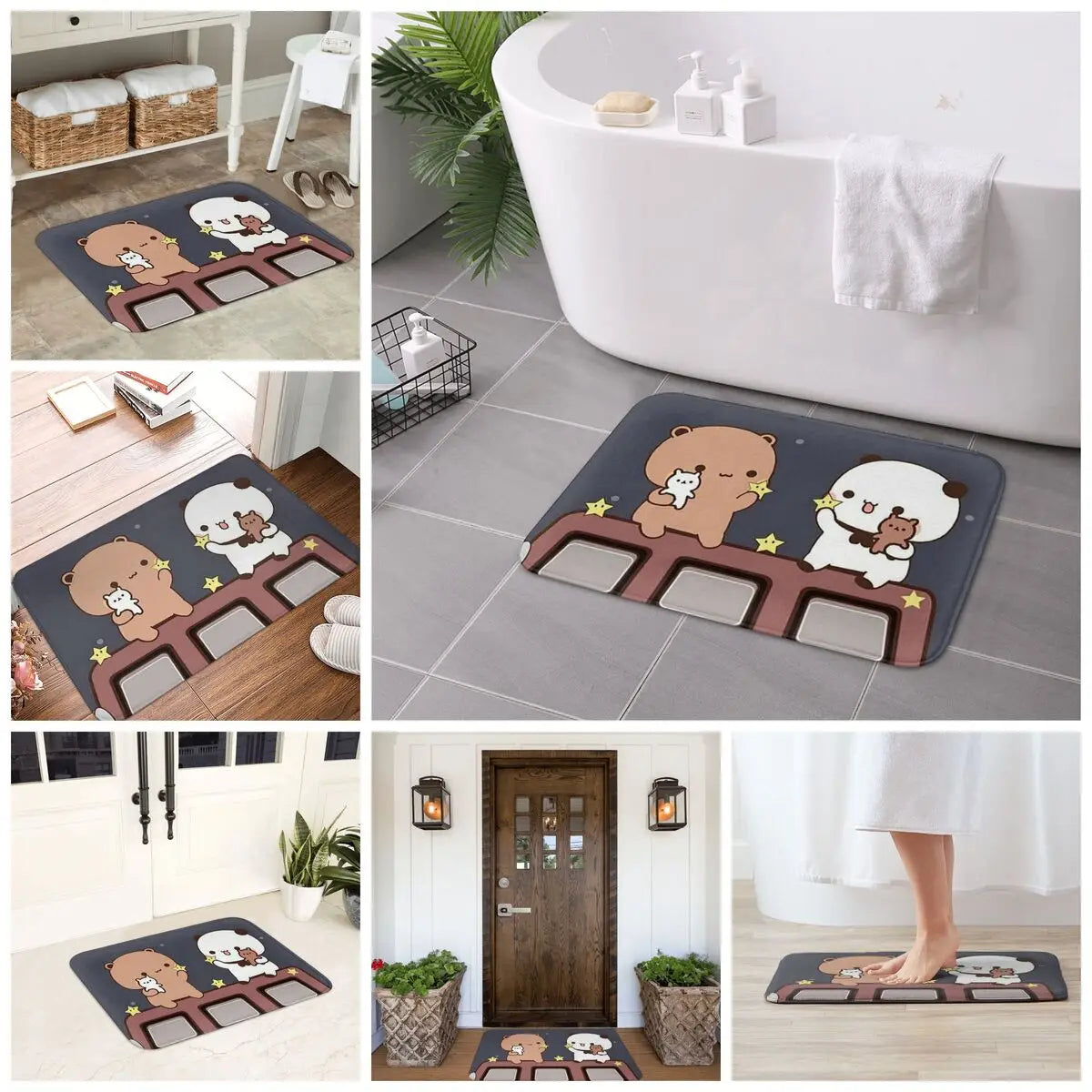 Bubu And Dudu Watching The Moon Togethe Anti-slip Doormat Floor Mat Carpet Rug for Kitchen Entrance Home Living room Footpad Mat