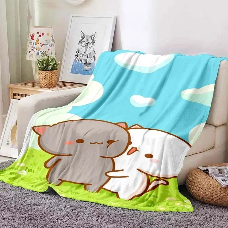 Cute Bubu and Dudu Series Blanket Cartoon Print Kids Warm Flannel Soft Comfortable Home Travel Blanket Bed Carpet Birthday Gift