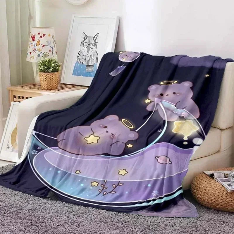 3D Printed Baby Blanket Bubu and Dudu Series Cartoon Print Flannel Babes Carpet  Cozy Comfortable Home Travel Bed Blankets