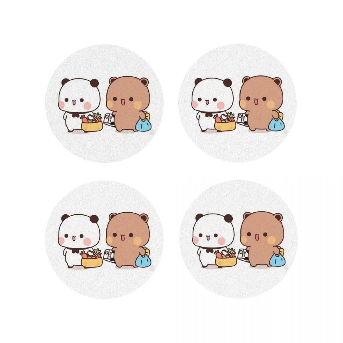 Cute Bubu And Dudu Coasters Kitchen Placemats Waterproof Insulation Cup Coffee Mats For Decor Home Tableware Pads Set of 4