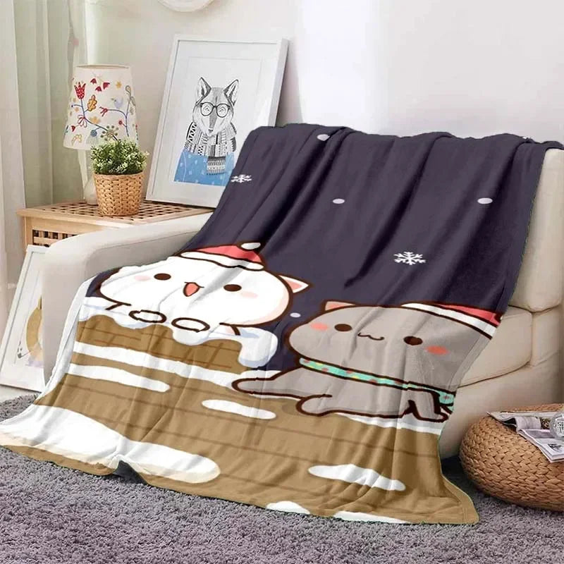 Cute Bubu and Dudu Series Blanket Cartoon Print Kids Warm Flannel Soft Comfortable Home Travel Blanket Bed Carpet Birthday Gift