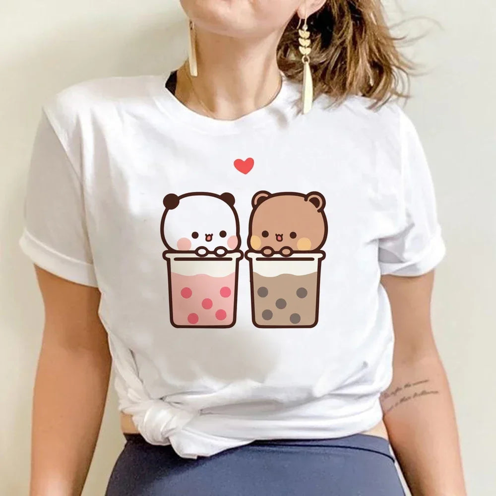Cute Bubu Dudu T Shirt Women Kawaii Cartoon Punk Funny T-shirt Hip Hop Unisex Streetwear Harajuku Anime Tshirt Female Clothing