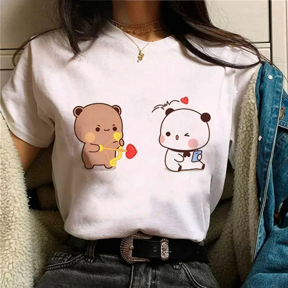 Bubu Dudu T-shirt Female Designer Anime Cute Girl Pattern Fun Harajuku T-shirt Summer Cotton Casual Breathable Loose Top