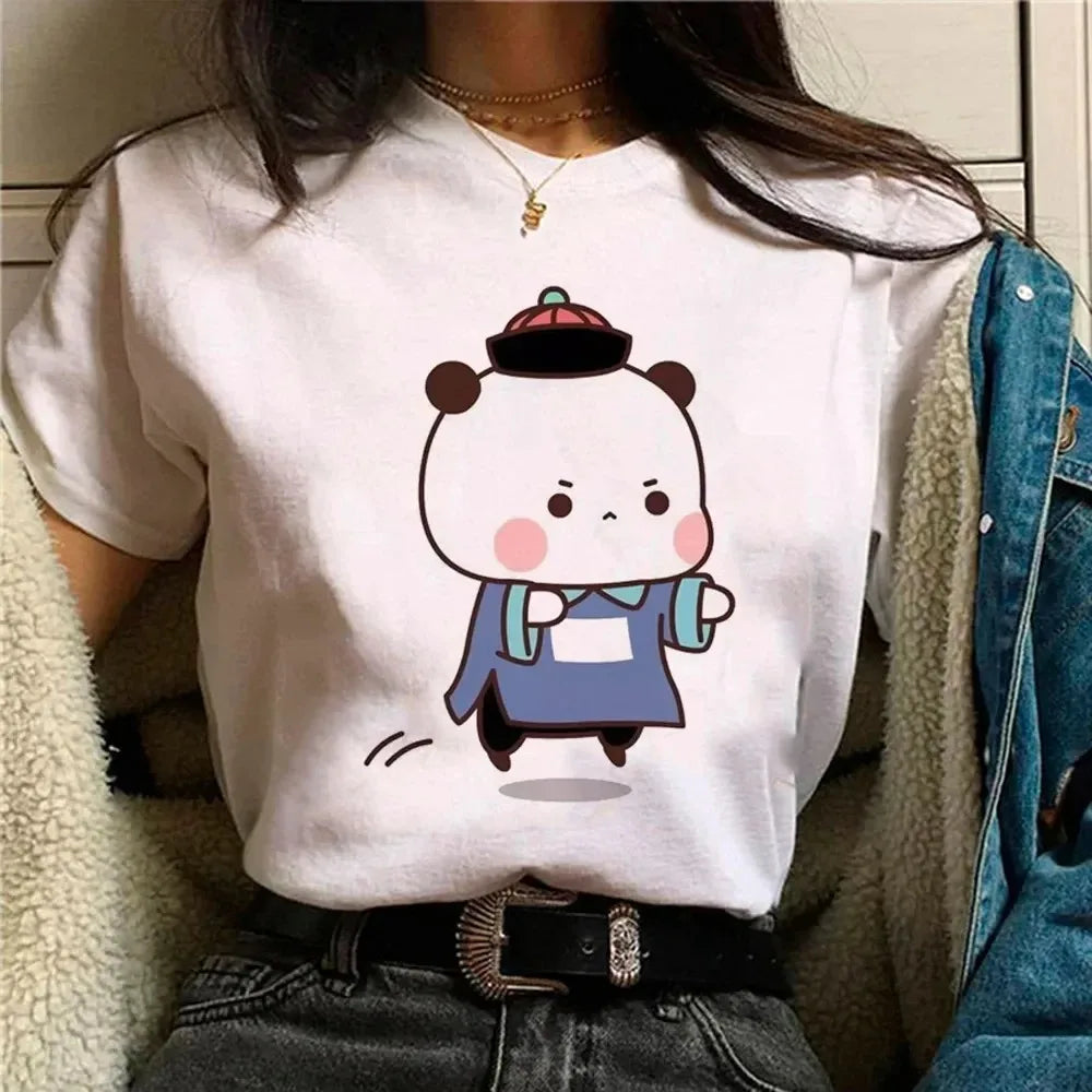 Bubu Dudu T-shirt Female Designer Anime Cute Girl Pattern Fun Harajuku T-shirt Summer Cotton Casual Breathable Loose Top