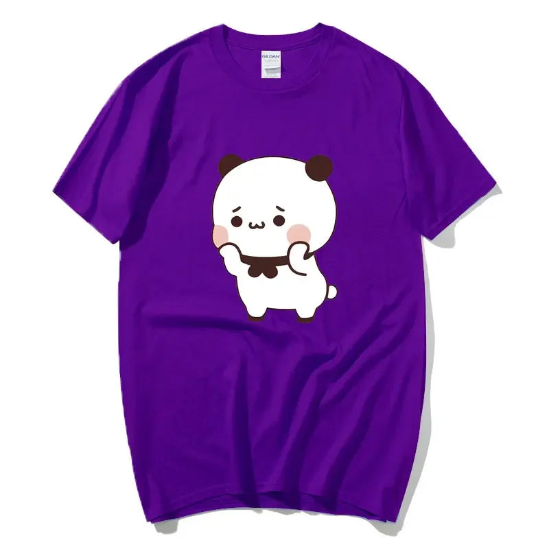 DuDu Bear Surprising Panda BuBu with A Flower T-shirt Funny Cute Buu Duu Graphic T Shirts Women Men Couple T Shirt Clothes S-XXL