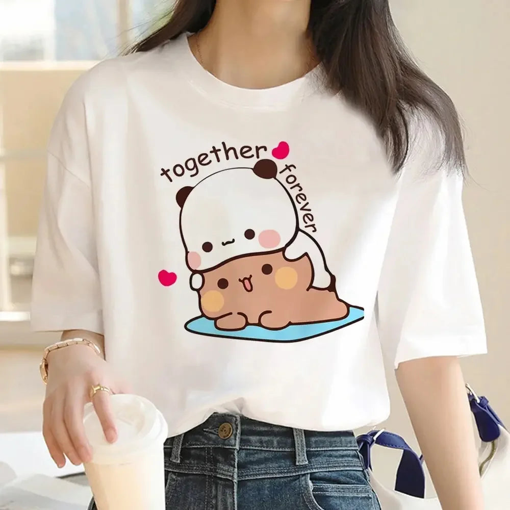 Cute Bubu Dudu T Shirt Women Kawaii Cartoon Punk Funny T-shirt Hip Hop Unisex Streetwear Harajuku Anime Tshirt Female Clothing