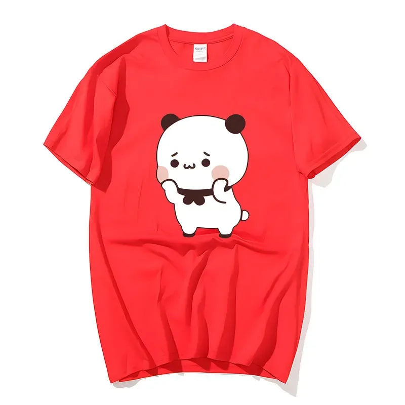 DuDu Bear Surprising Panda BuBu with A Flower T-shirt Funny Cute Buu Duu Graphic T Shirts Women Men Couple T Shirt Clothes S-XXL
