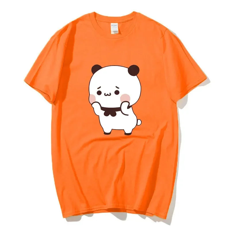 DuDu Bear Surprising Panda BuBu with A Flower T-shirt Funny Cute Buu Duu Graphic T Shirts Women Men Couple T Shirt Clothes S-XXL