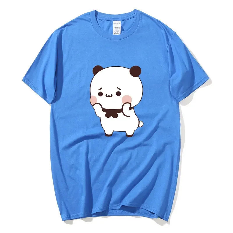 DuDu Bear Surprising Panda BuBu with A Flower T-shirt Funny Cute Buu Duu Graphic T Shirts Women Men Couple T Shirt Clothes S-XXL