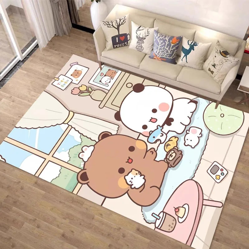 artoon Bubu Dudu Floor Carpet Graphic Printed Flannel Doormats for Bathroom Kitchen Entrance Mats Home Decoration