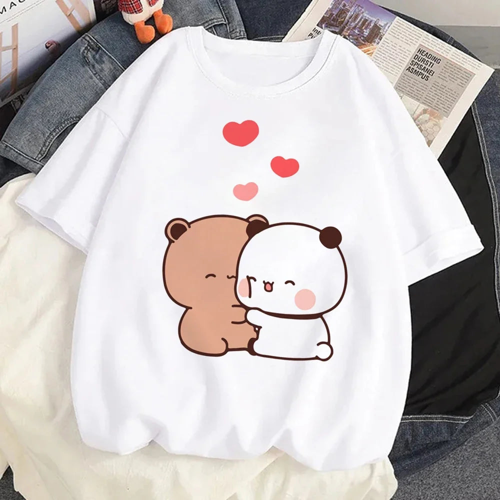 Cute Bubu Dudu T Shirt Women Kawaii Cartoon Punk Funny T-shirt Hip Hop Unisex Streetwear Harajuku Anime Tshirt Female Clothing