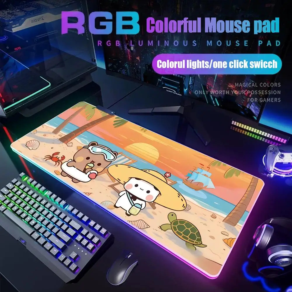 Bubu Dudu Mouse Pad Gamer Rgb Desk Mat Back Light Led Mousepad Setup Gaming Accessories Deskmat Big Mousepad Backlight