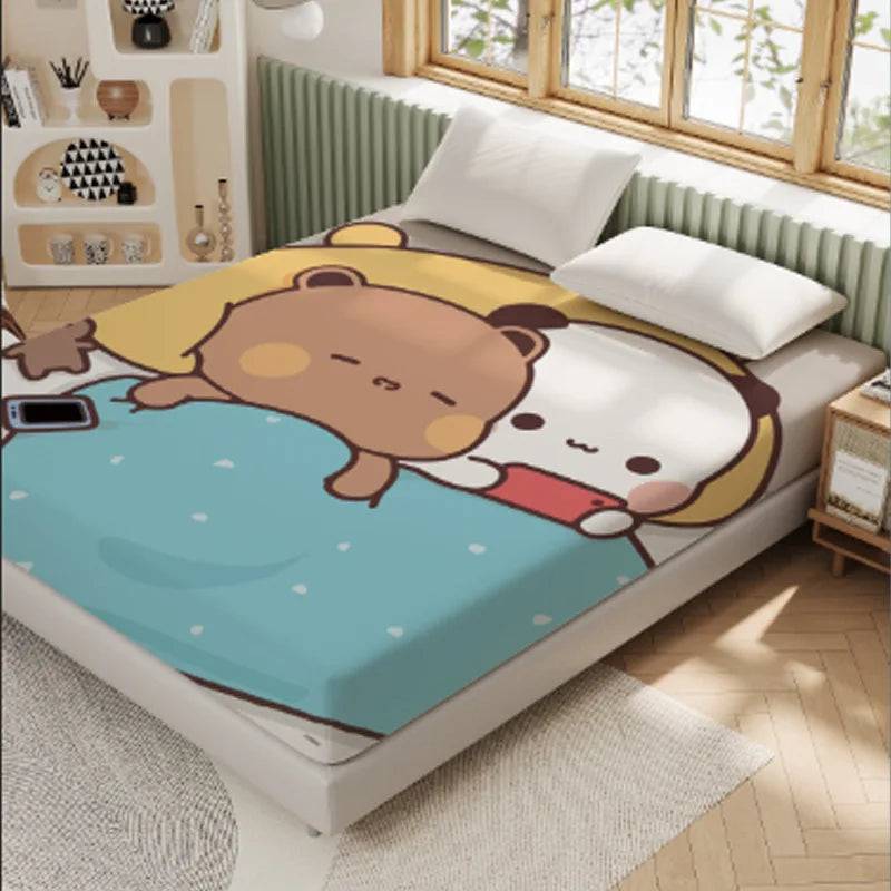 3D Pattern BUBU Soft Bedding Fitted Sheet Deep Pocket 30cm Cartoon DuDu Fitted Sheets Fade Resistant multiple sizes