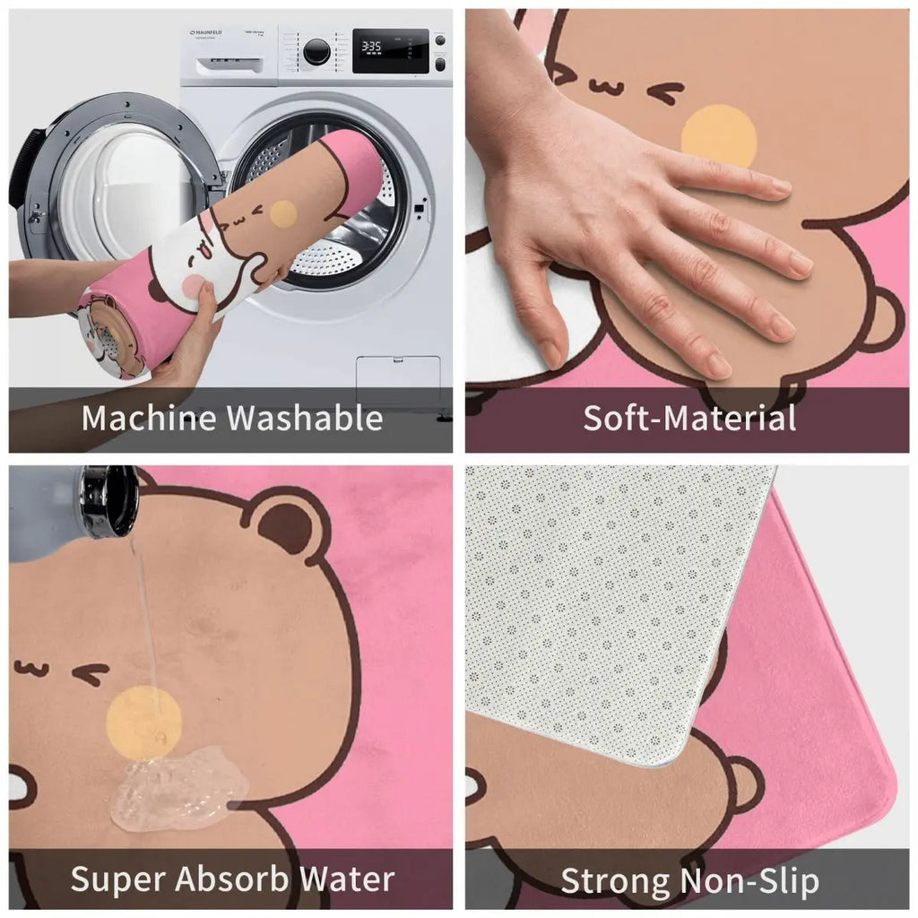 Bear And Panda Bubu Dudu Balloon Anti-slip Doormat Floor Mat Carpet Rug for Kitchen Entrance Bathroom Living room Footpad Mats