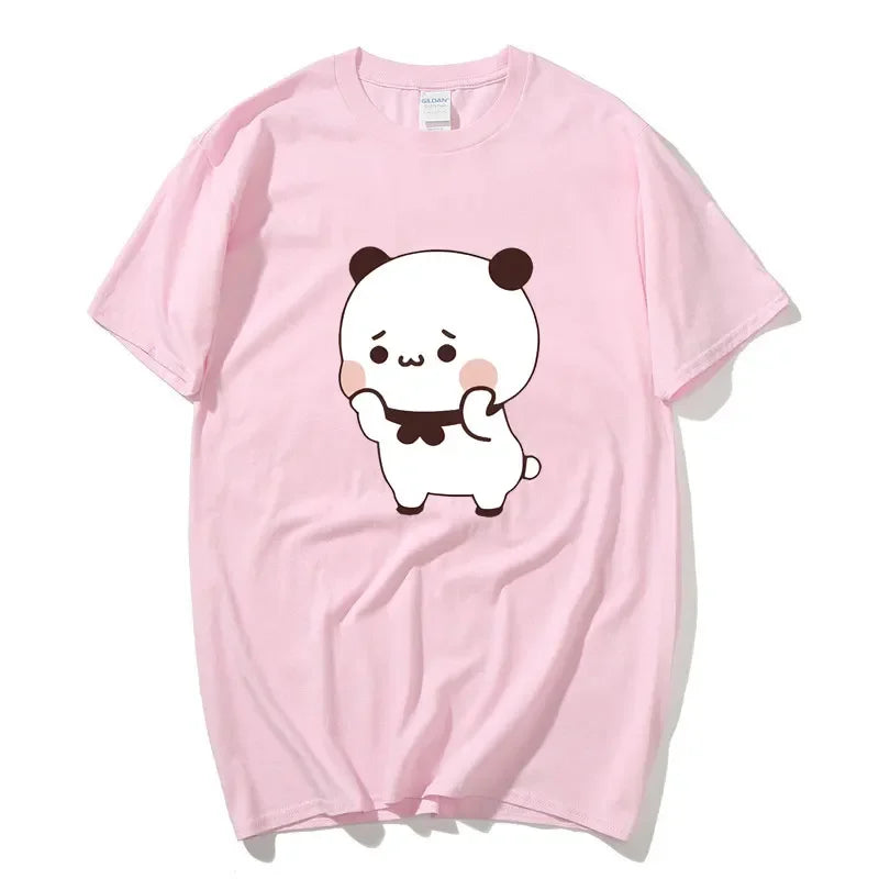 DuDu Bear Surprising Panda BuBu with A Flower T-shirt Funny Cute Buu Duu Graphic T Shirts Women Men Couple T Shirt Clothes S-XXL