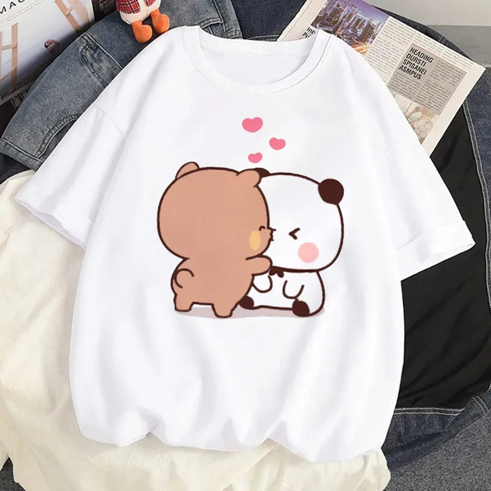 Cute Bubu Dudu T Shirt Women Kawaii Cartoon Punk Funny T-shirt Hip Hop Unisex Streetwear Harajuku Anime Tshirt Female Clothing