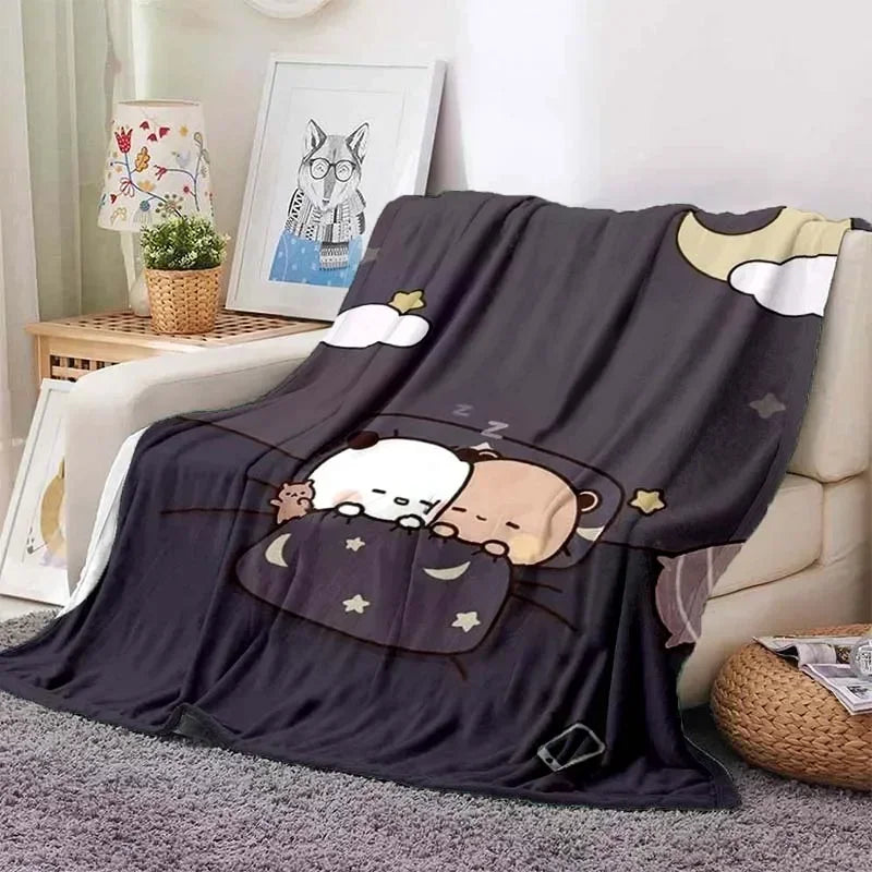 Cute Bubu and Dudu Series Blanket Cartoon Print Kids Warm Flannel Soft Comfortable Home Travel Blanket Bed Carpet Birthday Gift